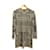 *[CHANEL] Chanel "robe manches longues taille 38" Polyester Rayon Marron Bleu Marine  ref.704371