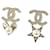 *Chanel Earring Coco Mark Pearl Rhinestone Star White Golden  ref.704410
