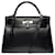 Hermès Splendid & Rare Hermes Kelly handbag 32 returned shoulder strap in black box leather,  ref.704417