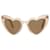 Óculos de sol de acetato com armação olho de gato Saint Laurent Bege Fibra de celulose  ref.705394