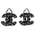 Brincos Chanel com strass em tons de prata CC Metal  ref.705921