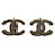 Boucles d'oreilles Chanel Strass CC doré Métal  ref.705927