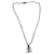 Silver-Toned Chanel Rhinestone CC Necklace Silvery Metal  ref.705933