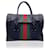 Gucci Borsa da viaggio in tela con monogramma GG nera con strisce Nero  ref.706111