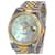 Mostrador de índice masculino Rolex White Mop Datejust 18k Moldura Canelada Dourada 36mm relógio Metal  ref.706312