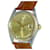 Rolex Champagne uomo Datejust quadrante scanalato lunetta su un orologio cinturino in pelle  ref.706368