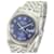 Mostrador Datejust Rolex Blue Roman Mens 14k Moldura Canelada Dourada 36mm relógio Metal  ref.706383