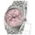 Relógio Rolex Datejust com flor rosa e mostrador com diamantes bisel canelado 36mm relógio Metal  ref.706407