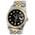 Rolex Black Mens Datejust Diamond Dial geriffelte Lünette 36mm Uhr Metall  ref.706456
