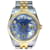Rolex Mens Datejust 2 Mostrador Safira Tone Blue Mop 18k Moldura canelada 36mm relógio Metal  ref.706498