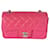 Bolsa Chanel rosa acolchoada de pele de cordeiro mini retangular clássica com aba  ref.706594