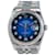 Rolex Blue Vignette Homme Datejust Ss Factory Cadran Diamant Lunette Cannelée 36montre mm Métal  ref.706595