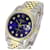 Rolex Blue Mens Datejust Bicolore Diamant Cannelé 36montre mm Métal  ref.706675
