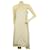 Coleção Donna Karan Vestido off white de seda com lantejoulas na altura do joelho 44 Branco  ref.706845