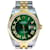 Rolex masculino Datejust bicolor verde romano 16233 Dial 18k Moldura canelada 36mm relógio Metal  ref.707358