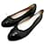 CHANEL LOGO CC G BALLERINAS SHOES02819 40.5 BLACK LEATHER FLAT SHOES  ref.708463