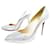 NEW CHRISTIAN LOUBOUTIN CORNEILLE PUMPS SHOES 38.5 LEATHER SHOES Silvery  ref.708540