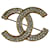 Spilla CC con strass Chanel color oro D'oro Metallo  ref.709024