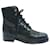 Botas de combate Chanel metálicas com cadarço em couro preto  ref.709825