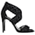 Diane Von Furstenberg Mesh Cross Strap Heels in Black Leather  ref.709852