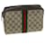 GUCCI GG Canvas Web Sherry Line Clutch Bag PVC Beige Red Green Auth th3083  ref.710640