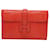 Hermès HERMES POCHETTE MODELL JIGE LEZARD ROUGE BRISE WIE NEU Rot Exotisches Leder  ref.711382