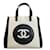 *CHANEL Chanel CC Deca Coco Mark Beach Tote Bag Black White Leather  ref.712496