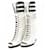*CHANEL Chanel open toe boots lace-up lace-up coco mark canvas white Black Leather  ref.712505