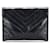 yves saint laurent V Quilted Leather Clutch black Pony-style calfskin  ref.712928