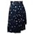 Ganni Asymmetric Polka Dot Midi Skirt in Navy Blue Silk  ref.713281