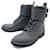NEW CHANEL G ANKLE BOOTS30289 36.5 37 QUILTED LEATHER RANGERS COMBAT BOOTS Grey  ref.714834