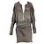 Robe tunique Reed Krakoff en soie et satin bronze avec ceinture en cuir