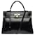 Hermès Superbe Sac Hermes Kelly 35 retourné bandoulière en cuir box noir,  ref.720191