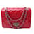 NEW CHANEL HANDBAG RABAT LOGO CC RED QUILTED LEATHER FLAP BAG PURSE  ref.721755
