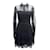 CHRISTIAN DIOR PLUMETIS DRESS 841D01a8810 taille 38 M BLACK SILK DRESS  ref.721825