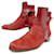 Hermès HERMES ANKLE BOOTS 39 LEATHER AND RED PONY BOOTS FOAL SHOES Dark red  ref.721839