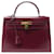 Hermès VINTAGE SAC A MAIN HERMES KELLY 32 SELLIER EN CUIR BOX ROUGE + BOITE HAND BAG Bordeaux  ref.722038