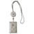Porte Carte Chanel en cuir irisé avec chaine Argenté Gris  ref.722728