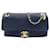 Chanel Herringbone Chevron Medium Flap Bag in Deep Blue Navy blue Leather Pony-style calfskin  ref.723186