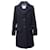 Prada Einreihiger knielanger Mantel aus schwarzer Wolle  ref.724334