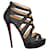 Christian Louboutin "Balota" Glitter Strippy Sandals Black Leather  ref.726628