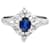 Autre Marque Central sapphire platinum ring with diamonds Blue  ref.726971