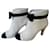 Chanel botas de tornozelo Preto Branco Couro  ref.726973