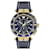 Relógio de couro Versace Greca Chrono Dourado Metálico  ref.727169