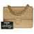 Splendid Chanel Mini Timeless square flap bag in beige quilted lambskin, Leather  ref.727316