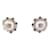 NEW CHANEL EARRINGS CHIPS LOGO CC PEARLS GLASS PEARLS EARRINGS Silvery Metal  ref.728591