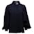 Chanel Concealed Button Pleated Blouse in Navy Blue Silk  ref.730497