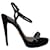 Sandália Prada com detalhe de cristal e tira no tornozelo em cetim preto  ref.730541