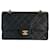 Chanel classique rabat doublé en cuir d'agneau moyen matériel doré intemporel vintage noir  ref.730823