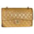 Chanel classique rabat doublé en cuir d'agneau moyen matériel doré intemporel vintage beige  ref.730833